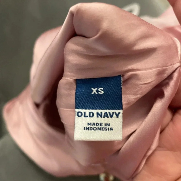 Old Navy bergamot satin waist defined tie back maxi dress with side slit size XS - Picture 9 of 10